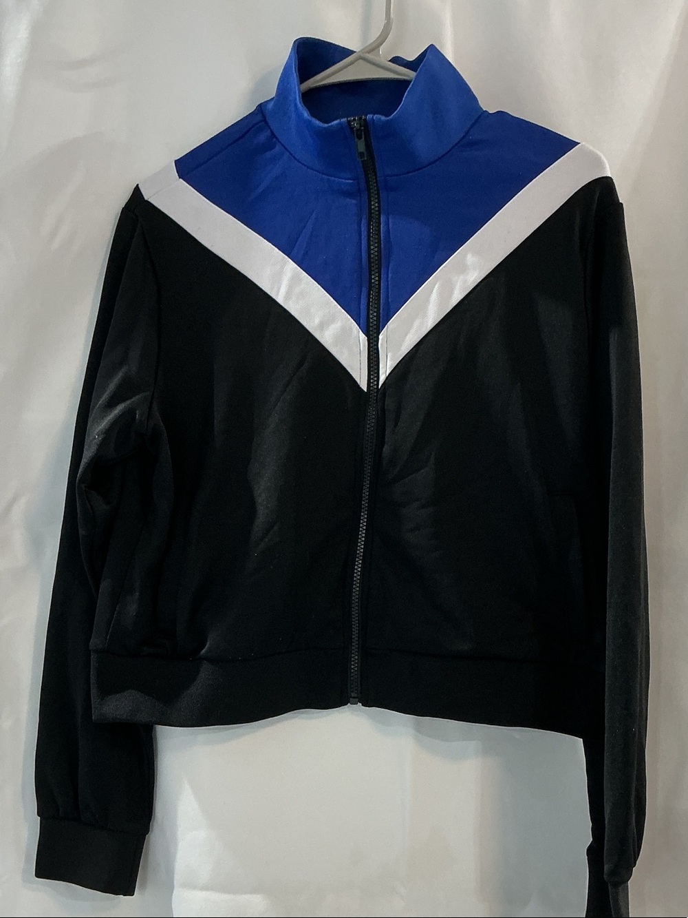 Forever 21 Black, Royal Blue & White Colorblock Varsity Jacket